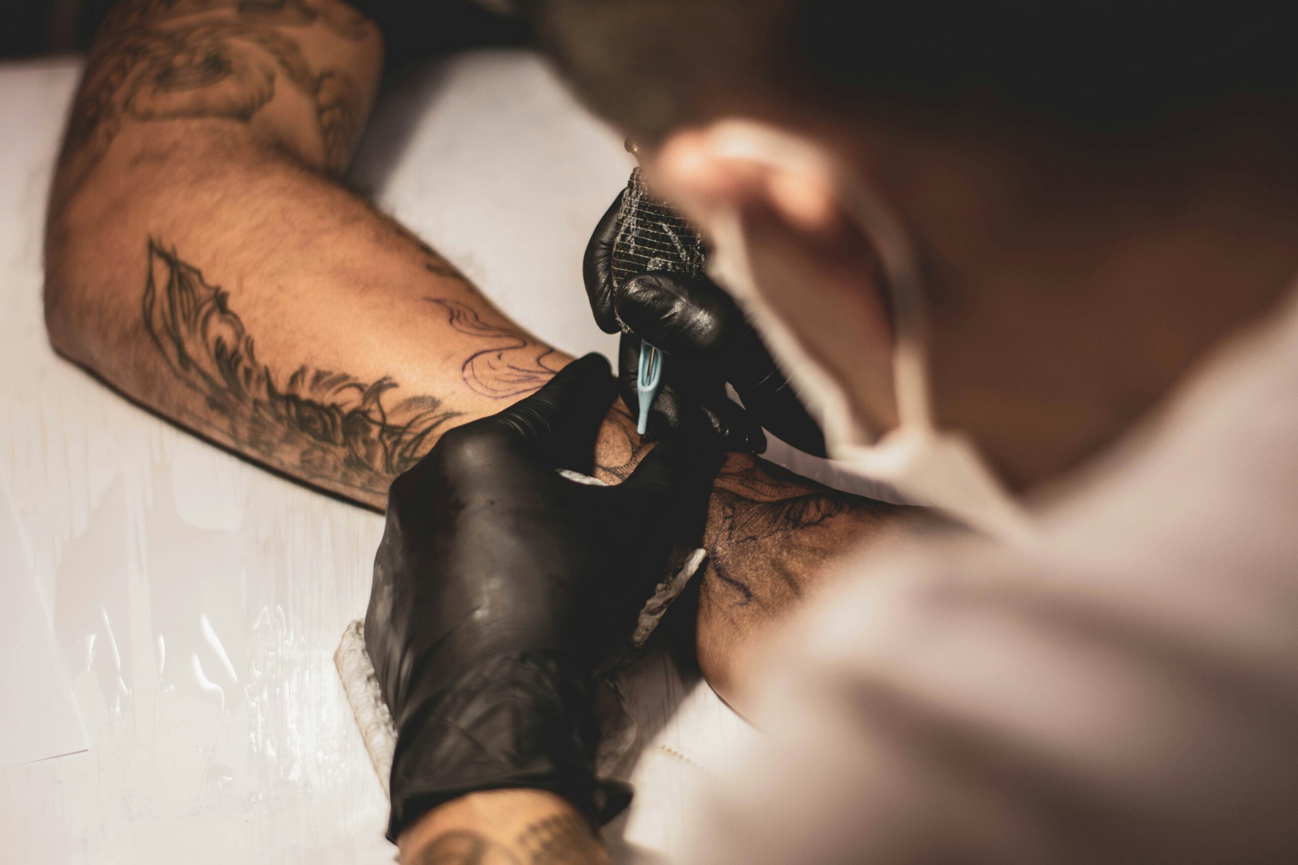 micro realism tattoo in progress